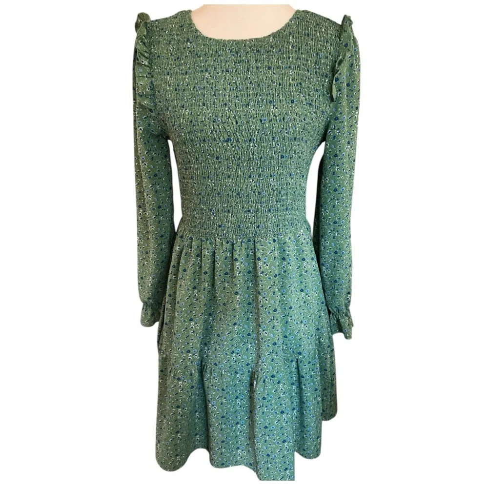 Green Boutique Floral Smocked Dress